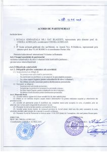 Acord de parteneriat cu Școala gimnazială „Vasile Parvan” Bârlad și Școala gimnazială nr. 1 sat BLAGESTI, România!